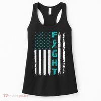 Fight Ovarian Cancer American Flag Awareness Survivor Women's Tank Top thumb 0