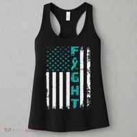Fight Ovarian Cancer American Flag Awareness Survivor Women's Tank Top thumb 3
