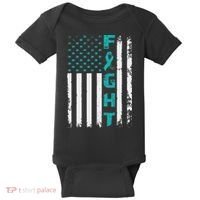 Fight Ovarian Cancer American Flag Awareness Survivor Baby Bodysuit thumb 0