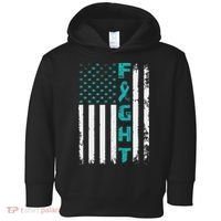 Fight Ovarian Cancer American Flag Awareness Survivor Toddler Hoodie thumb 0
