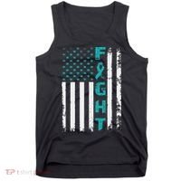 Fight Ovarian Cancer American Flag Awareness Survivor Tank Top thumb 0