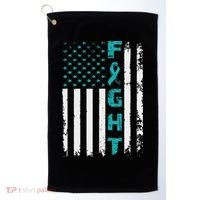 Fight Ovarian Cancer American Flag Awareness Survivor Golf Towel thumb 0