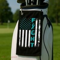 Fight Ovarian Cancer American Flag Awareness Survivor Golf Towel thumb 2
