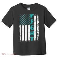 Fight Ovarian Cancer American Flag Awareness Survivor Toddler T-Shirt thumb 0