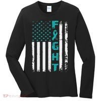 Fight Ovarian Cancer American Flag Awareness Survivor Women's Long Sleeve Shirt thumb 0