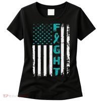 Fight Ovarian Cancer American Flag Awareness Survivor Women's T-Shirt thumb 0