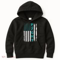 Fight Ovarian Cancer American Flag Awareness Survivor Kids Hoodie thumb 0
