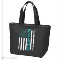 Fight Ovarian Cancer American Flag Awareness Survivor Tote Bag thumb 3