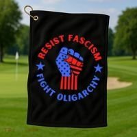 Fight Oligarchy Defend Democracy Golf Towel thumb 1