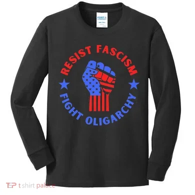 Fight Oligarchy Defend Democracy Kids Long Sleeve Shirt