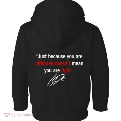 Freedom Offended Does't Mean Your Right Charlie Kirk Front & Back Toddler Hoodie back