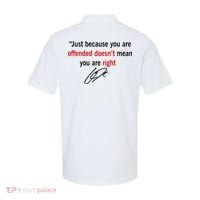 Freedom Offended Does't Mean Your Right Charlie Kirk Front & Back Polo thumb 1