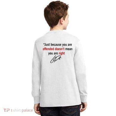 Freedom Offended Does't Mean Your Right Charlie Kirk Front & Back Kids Long Sleeve Shirt back