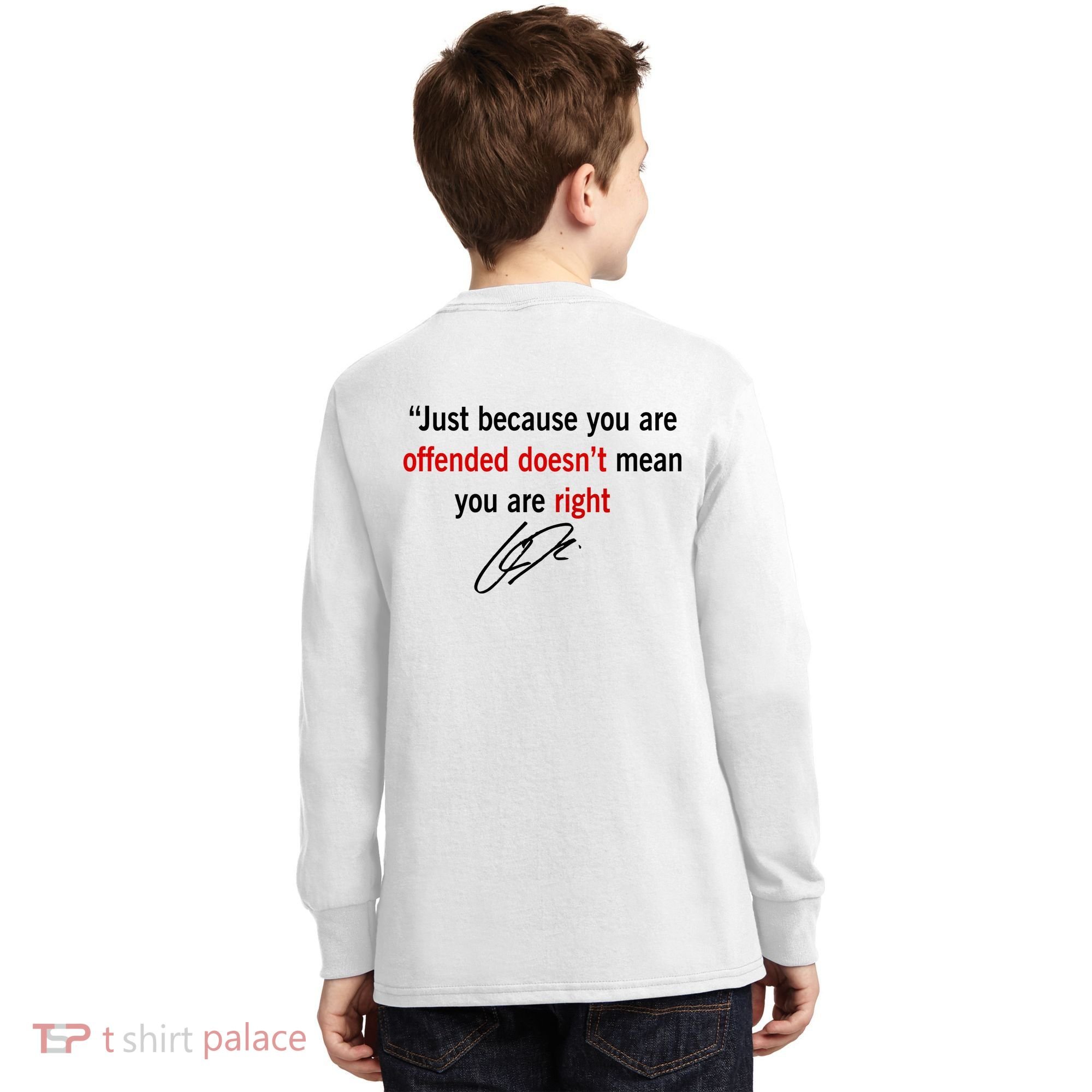 Freedom Offended Does't Mean Your Right Charlie Kirk Front & Back Kids Long Sleeve Shirt