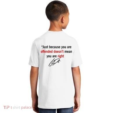 Freedom Offended Does't Mean Your Right Charlie Kirk Front & Back Kids T-Shirt back