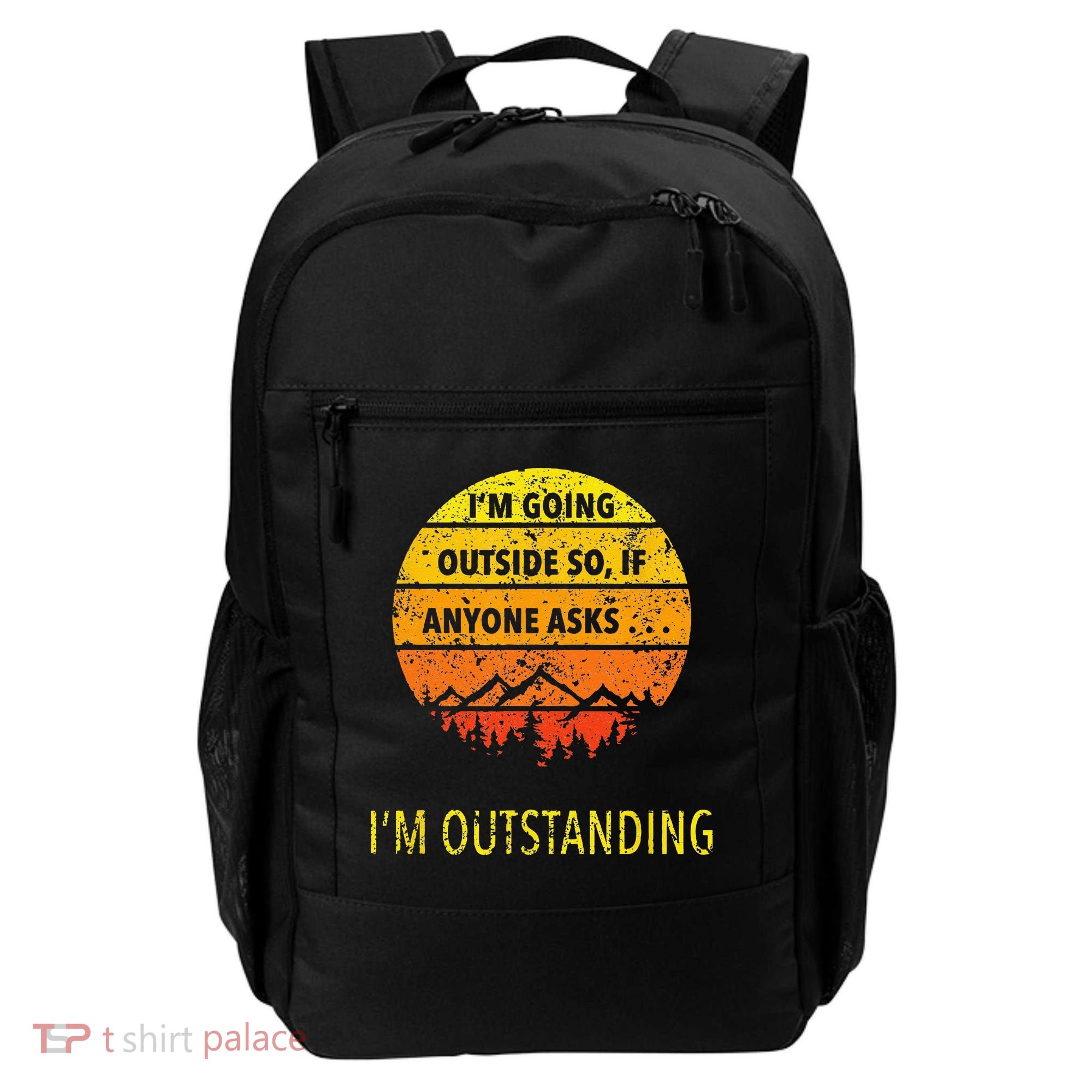 Funny Outdoor Dad Joke Pun Im Outstanding Backpack
