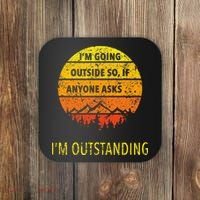 Funny Outdoor Dad Joke Pun Im Outstanding Coaster thumb 0