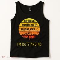 Funny Outdoor Dad Joke Pun Im Outstanding Tank Top thumb 2