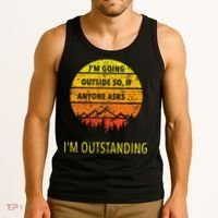 Funny Outdoor Dad Joke Pun Im Outstanding Tank Top thumb 3