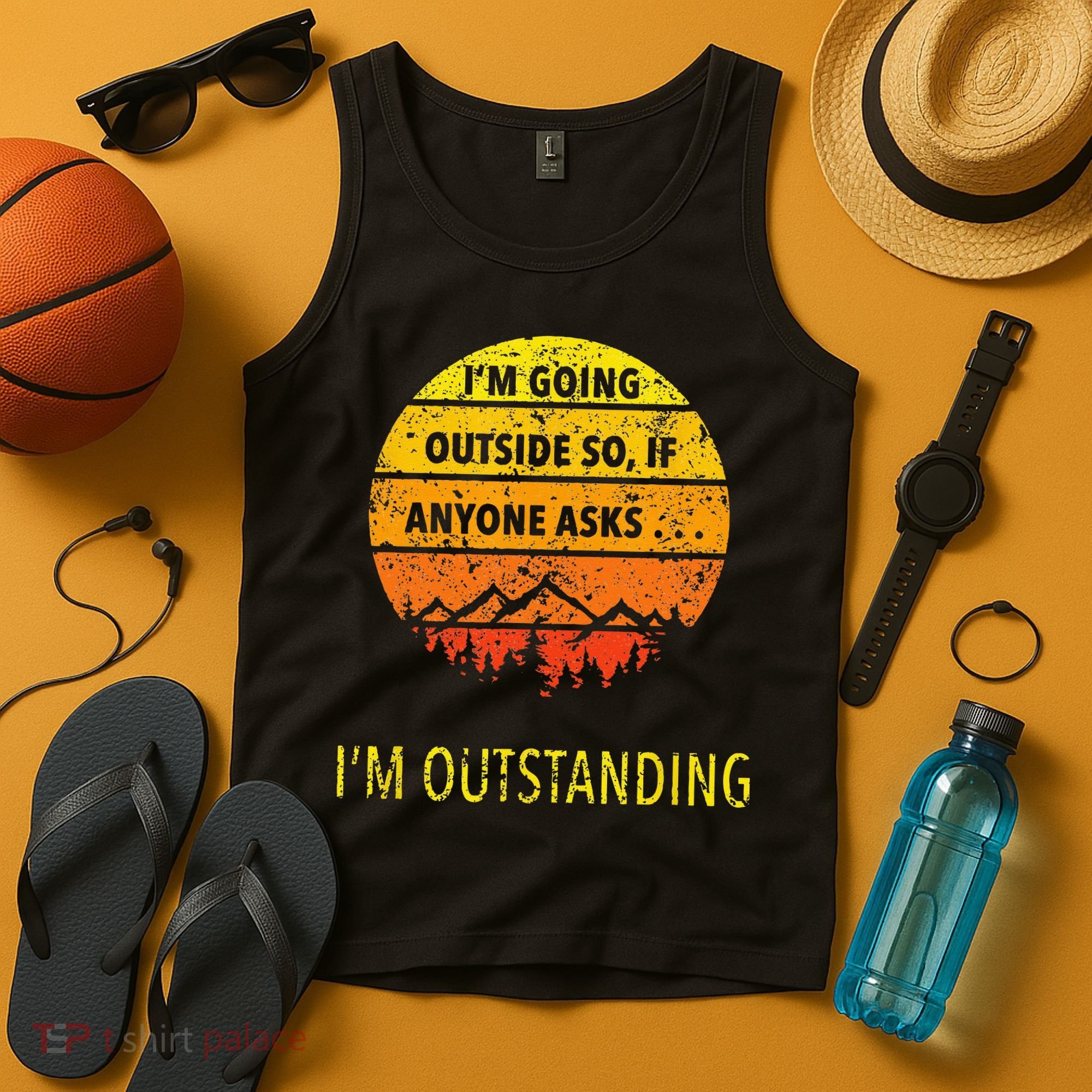 Funny Outdoor Dad Joke Pun Im Outstanding Tank Top