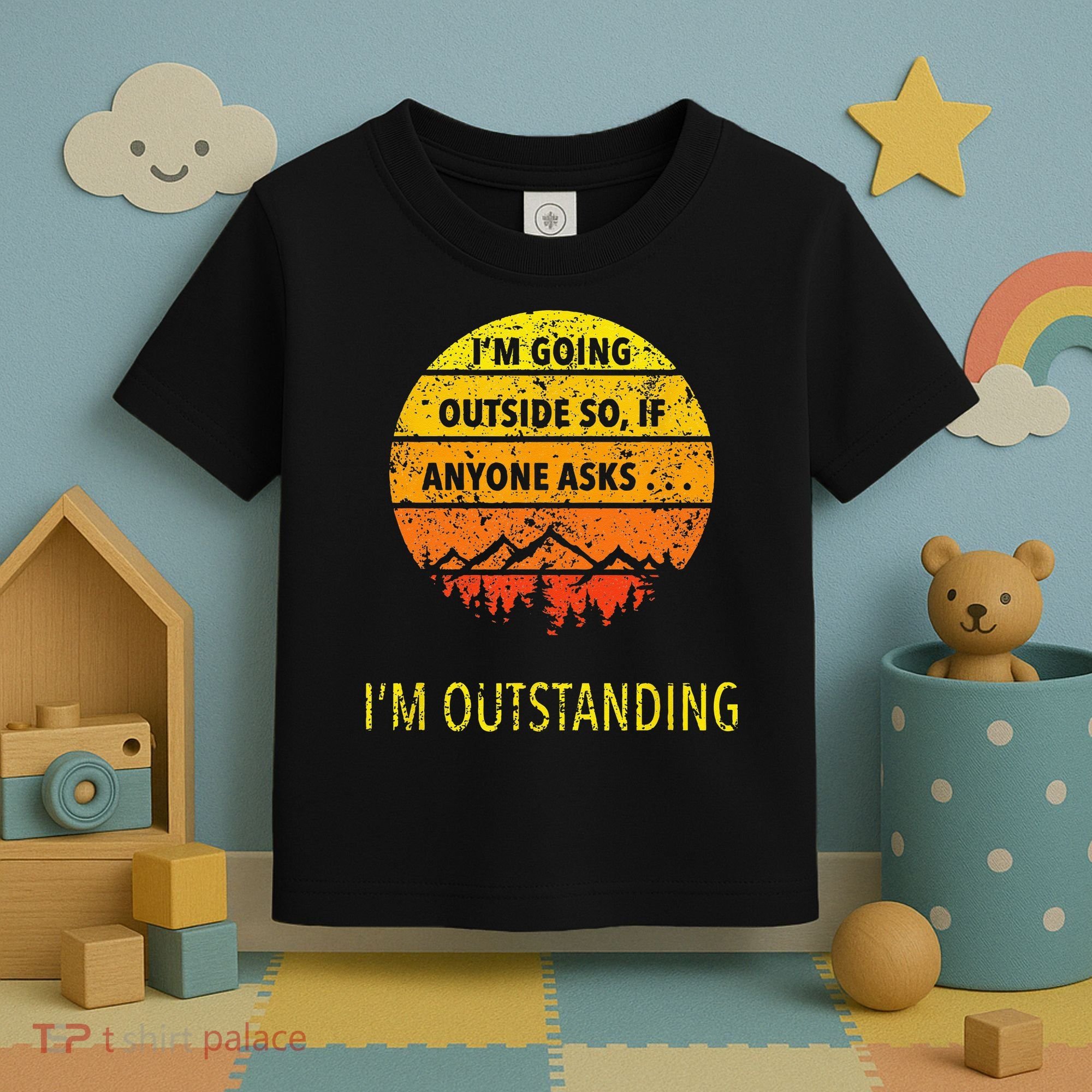 Funny Outdoor Dad Joke Pun Im Outstanding Toddler T-Shirt