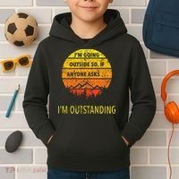 Funny Outdoor Dad Joke Pun Im Outstanding Kids Hoodie thumb 2