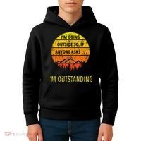 Funny Outdoor Dad Joke Pun Im Outstanding Kids Hoodie thumb 4