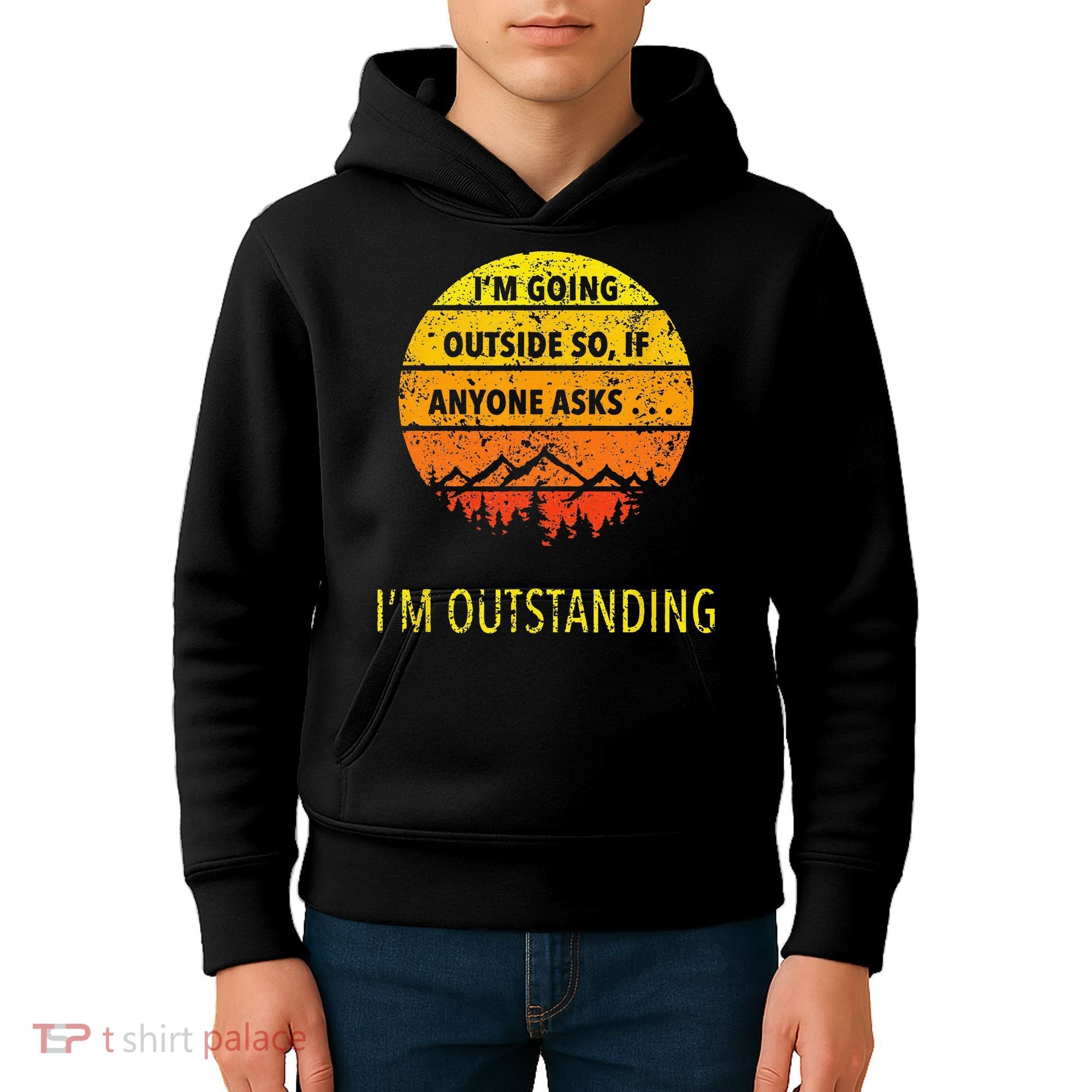 Funny Outdoor Dad Joke Pun Im Outstanding Kids Hoodie