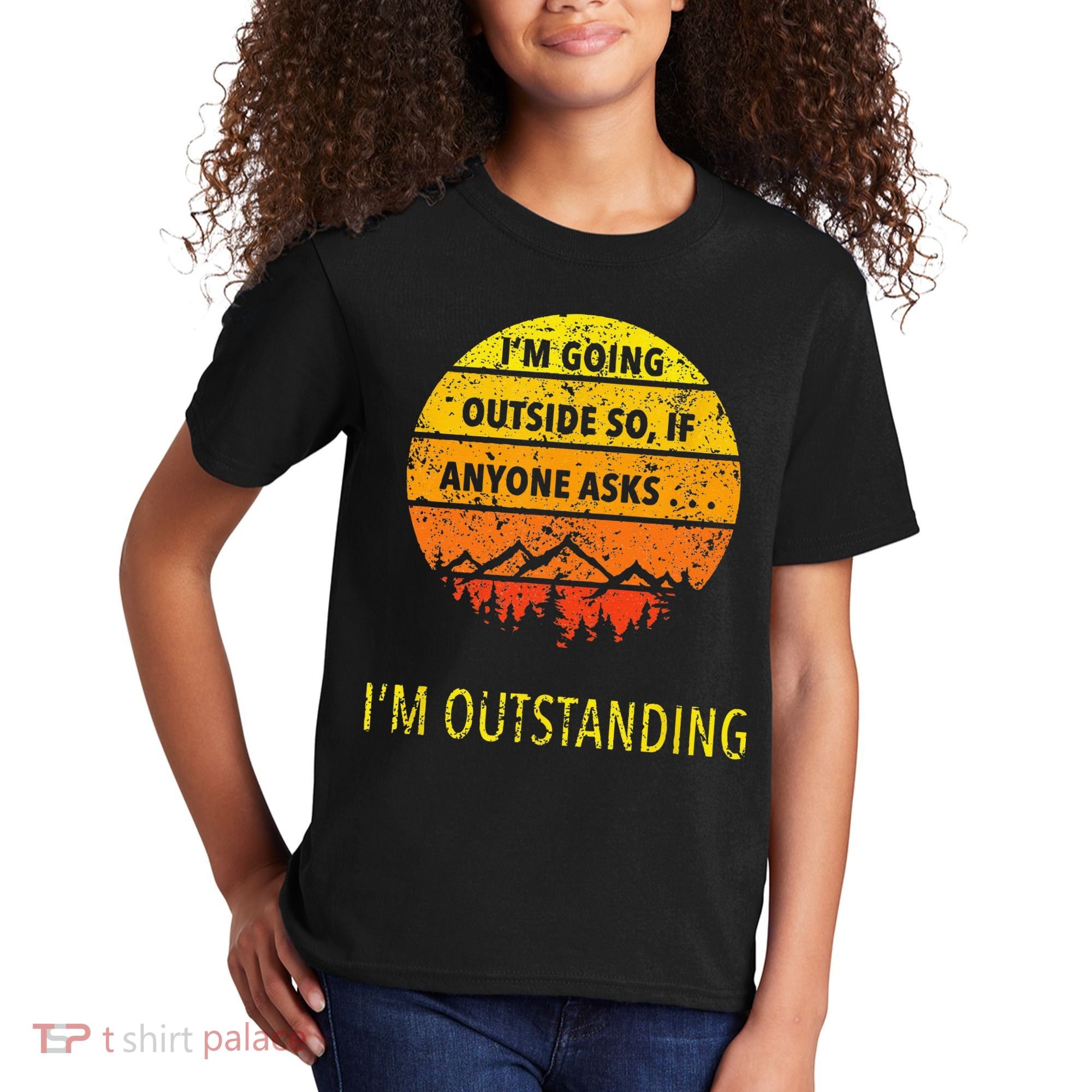 Funny Outdoor Dad Joke Pun Im Outstanding Kids T-Shirt