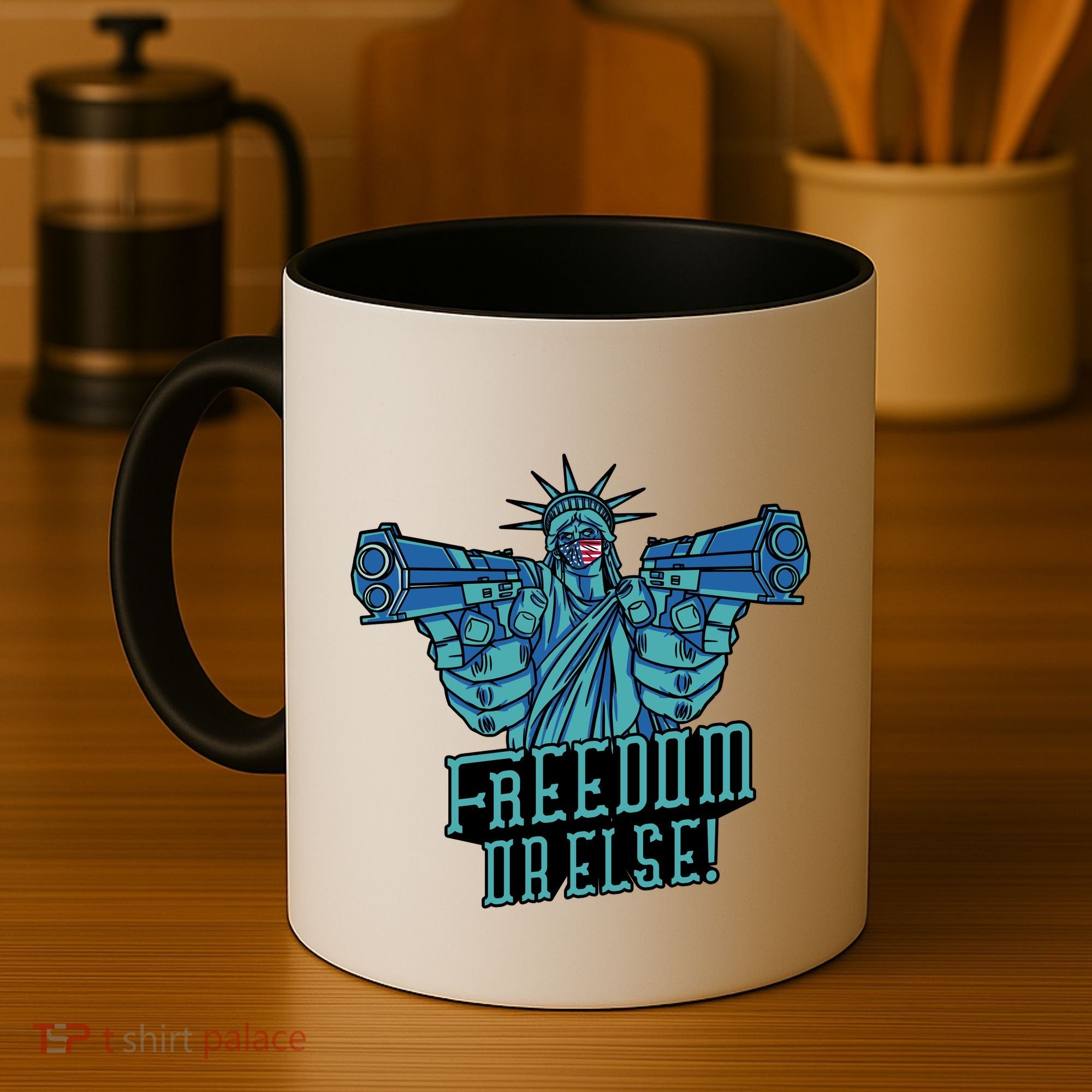 Freedom Or Else Statue Of Liberty Dual Guns Coffee Mug