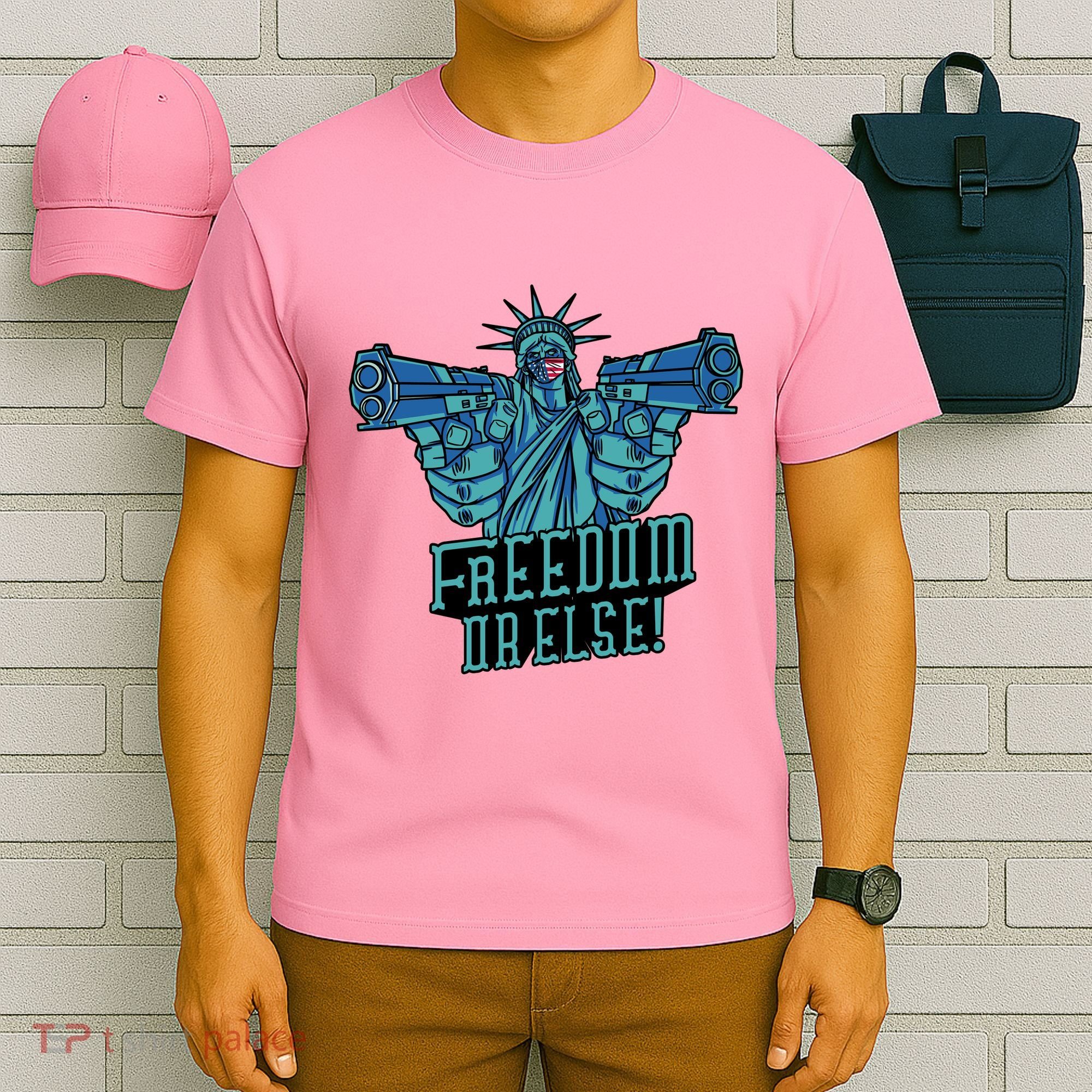 Freedom Or Else Statue Of Liberty Dual Guns T-Shirt