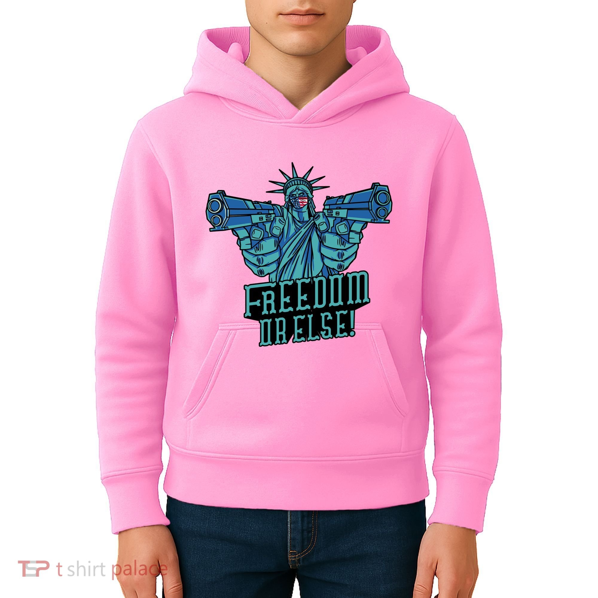 Freedom Or Else Statue Of Liberty Dual Guns Kids Hoodie