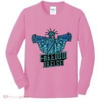 Freedom Or Else Statue Of Liberty Dual Guns Kids Long Sleeve Shirt thumb 0