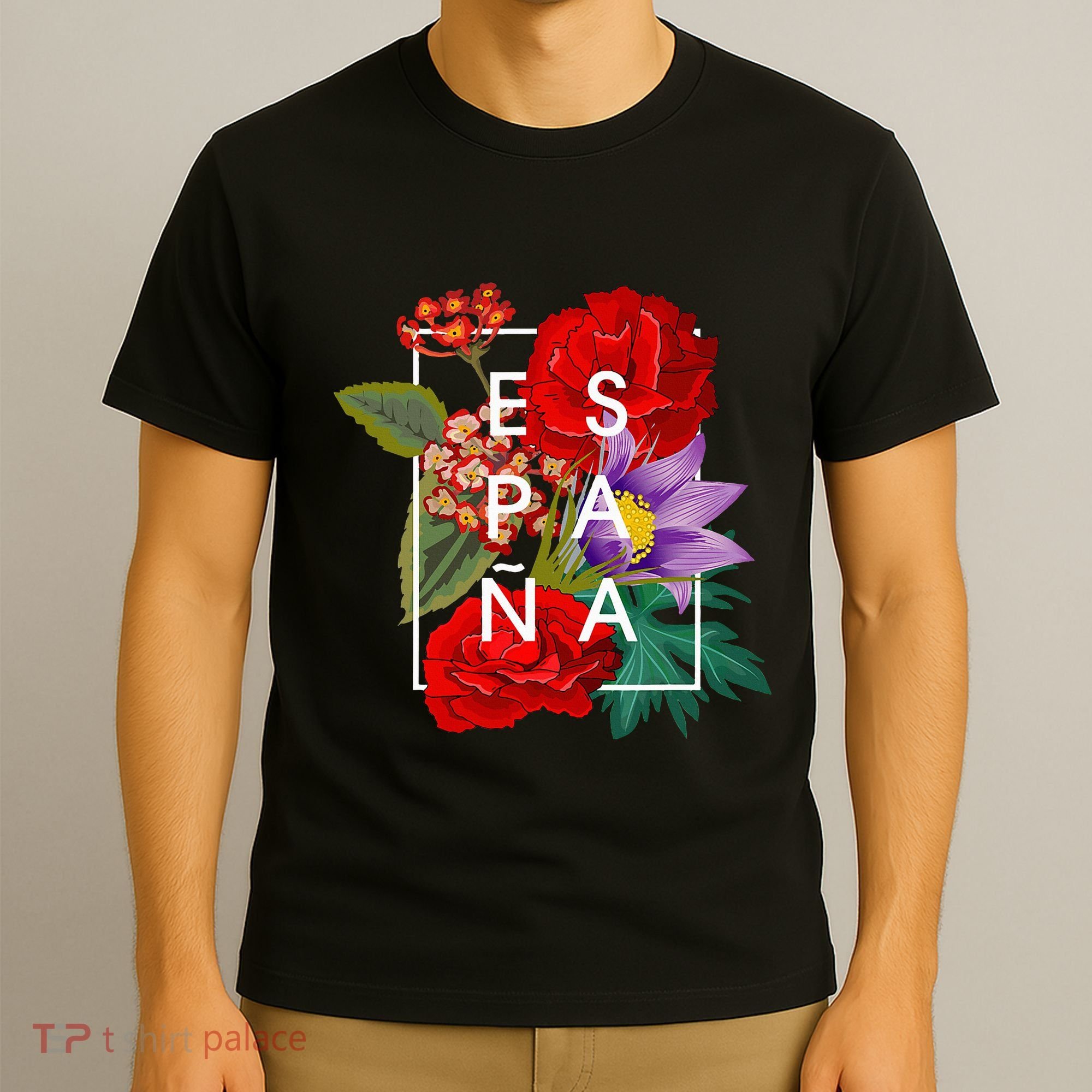 Flowers Of EspañA Spain Word Art Spanish Pride T-Shirt