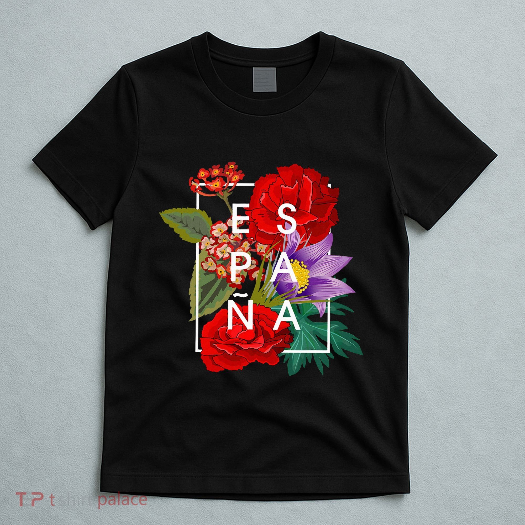 Flowers Of EspañA Spain Word Art Spanish Pride T-Shirt