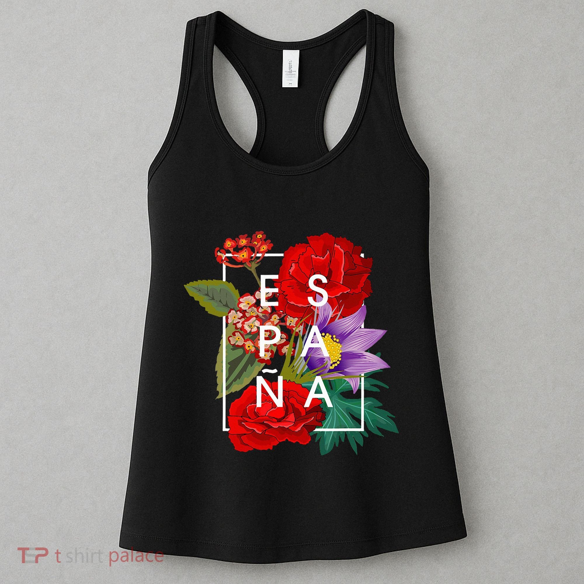 Flowers Of EspañA Spain Word Art Spanish Pride Women's Tank Top