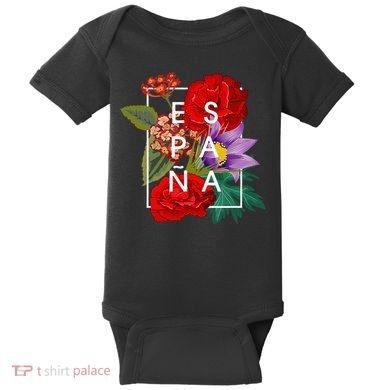 Flowers Of EspañA Spain Word Art Spanish Pride Baby Bodysuit