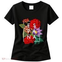 Flowers Of EspañA Spain Word Art Spanish Pride Women's T-Shirt thumb 0