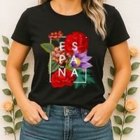 Flowers Of EspañA Spain Word Art Spanish Pride Women's T-Shirt thumb 2