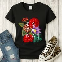 Flowers Of EspañA Spain Word Art Spanish Pride Women's T-Shirt thumb 3