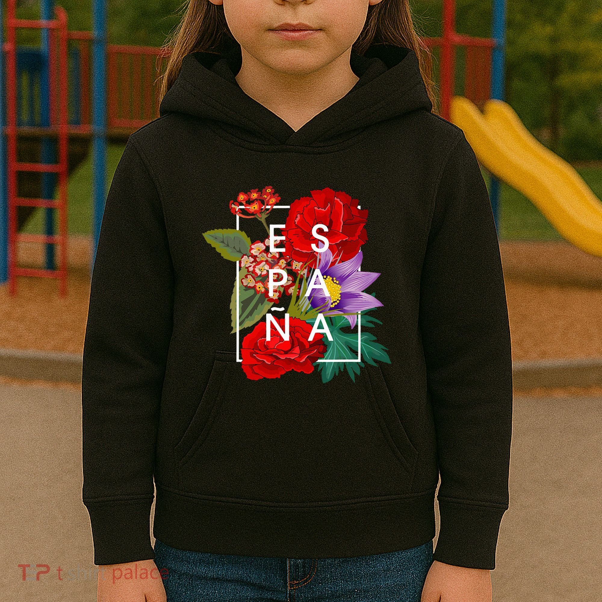 Flowers Of EspañA Spain Word Art Spanish Pride Kids Hoodie