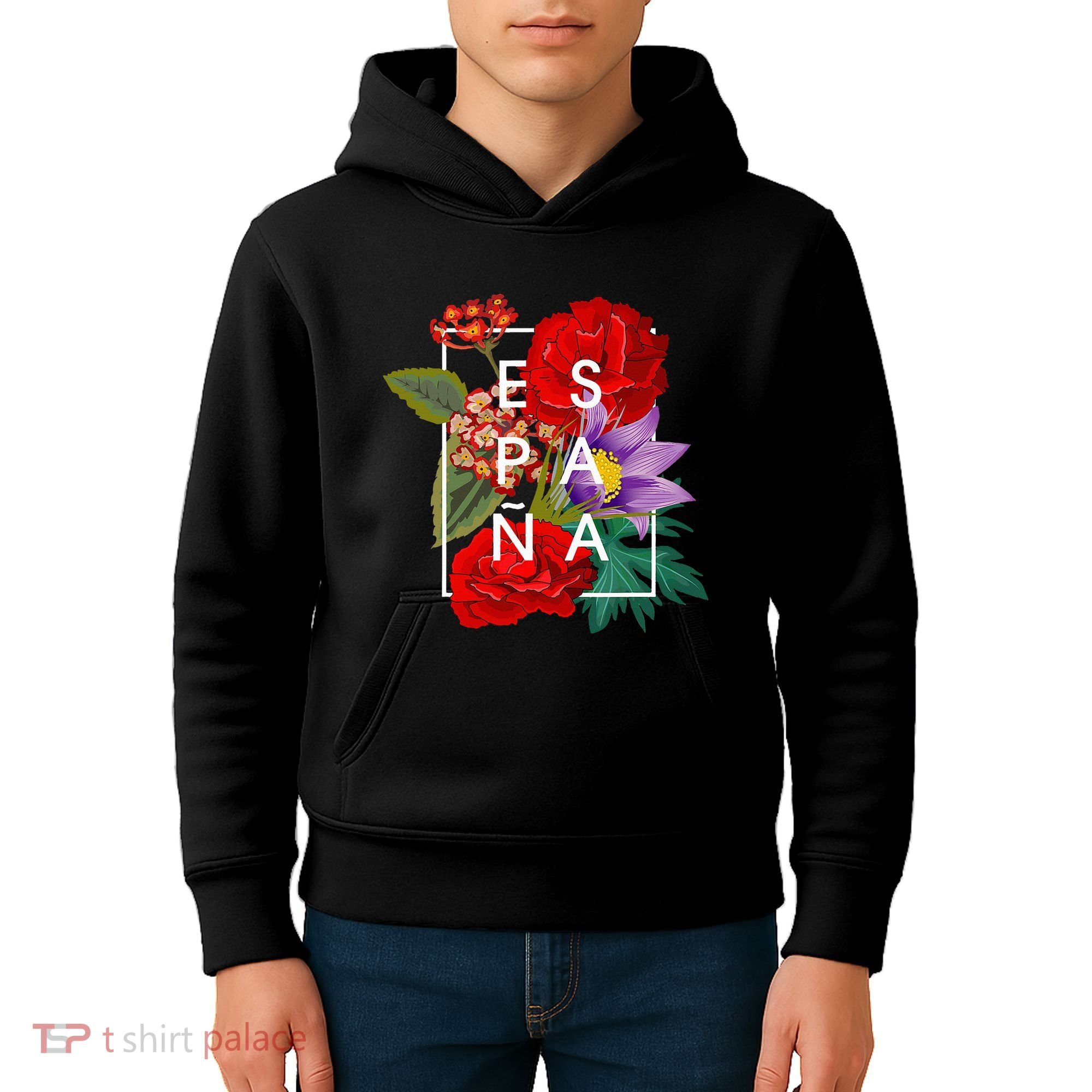 Flowers Of EspañA Spain Word Art Spanish Pride Kids Hoodie