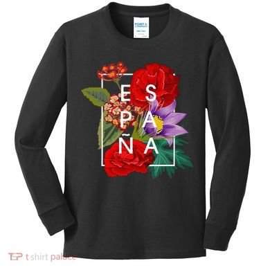 Flowers Of EspañA Spain Word Art Spanish Pride Kids Long Sleeve Shirt