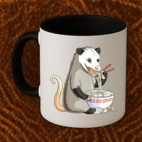 Funny Opossum Eating Ramen Coffee Mug thumb 2