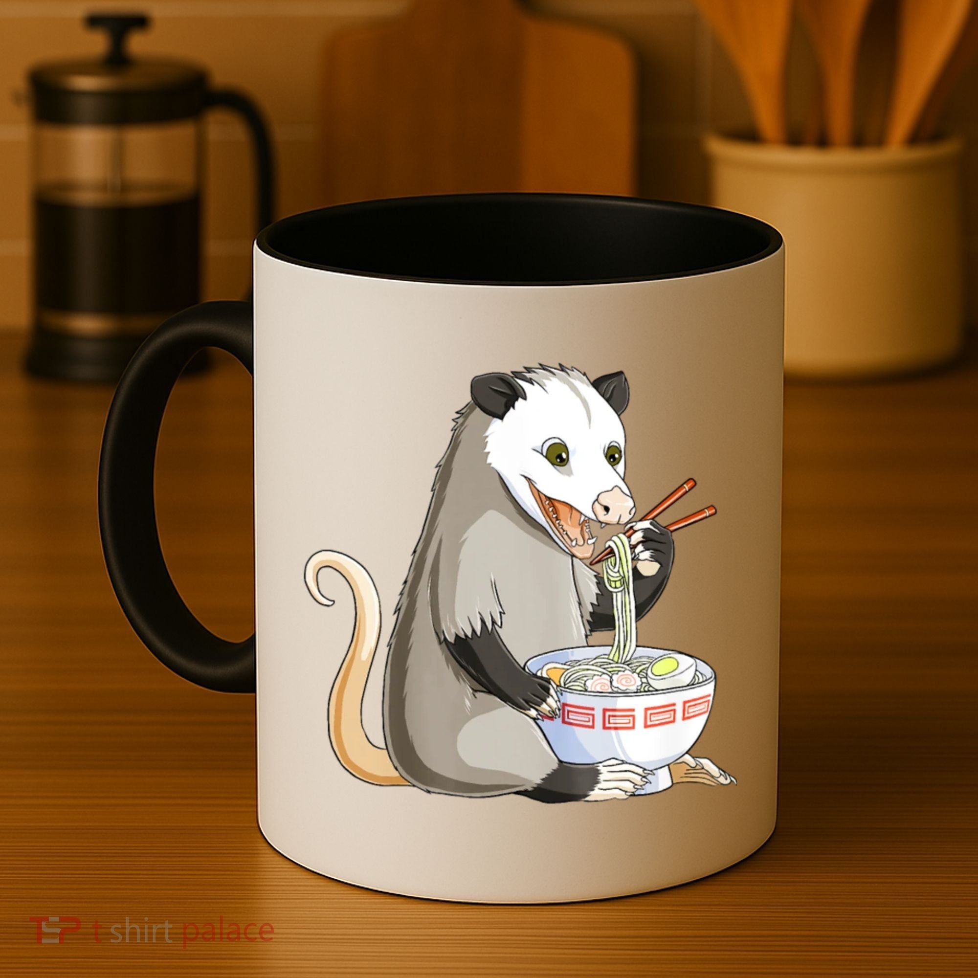 Funny Opossum Eating Ramen Coffee Mug