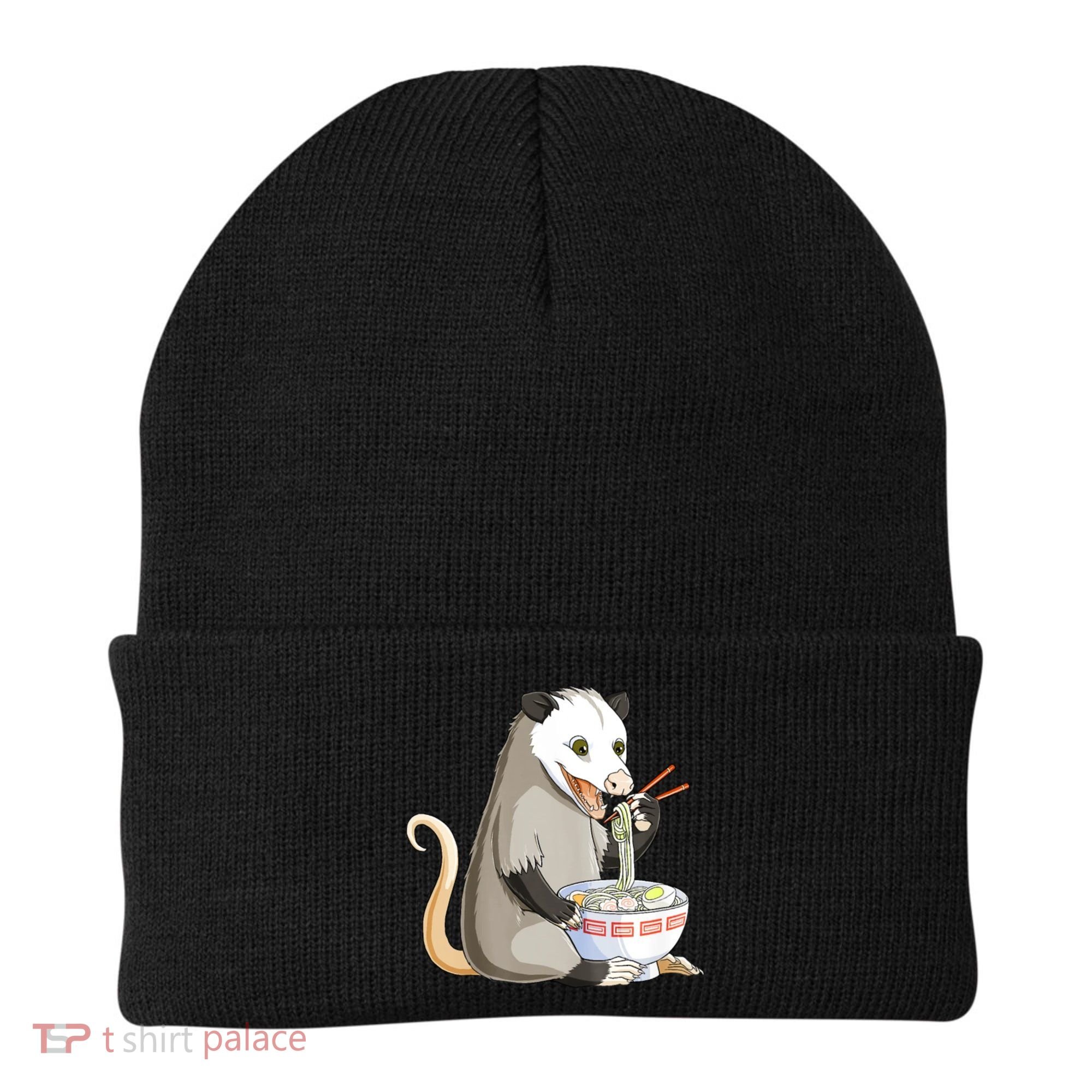 Funny Opossum Eating Ramen Beanie