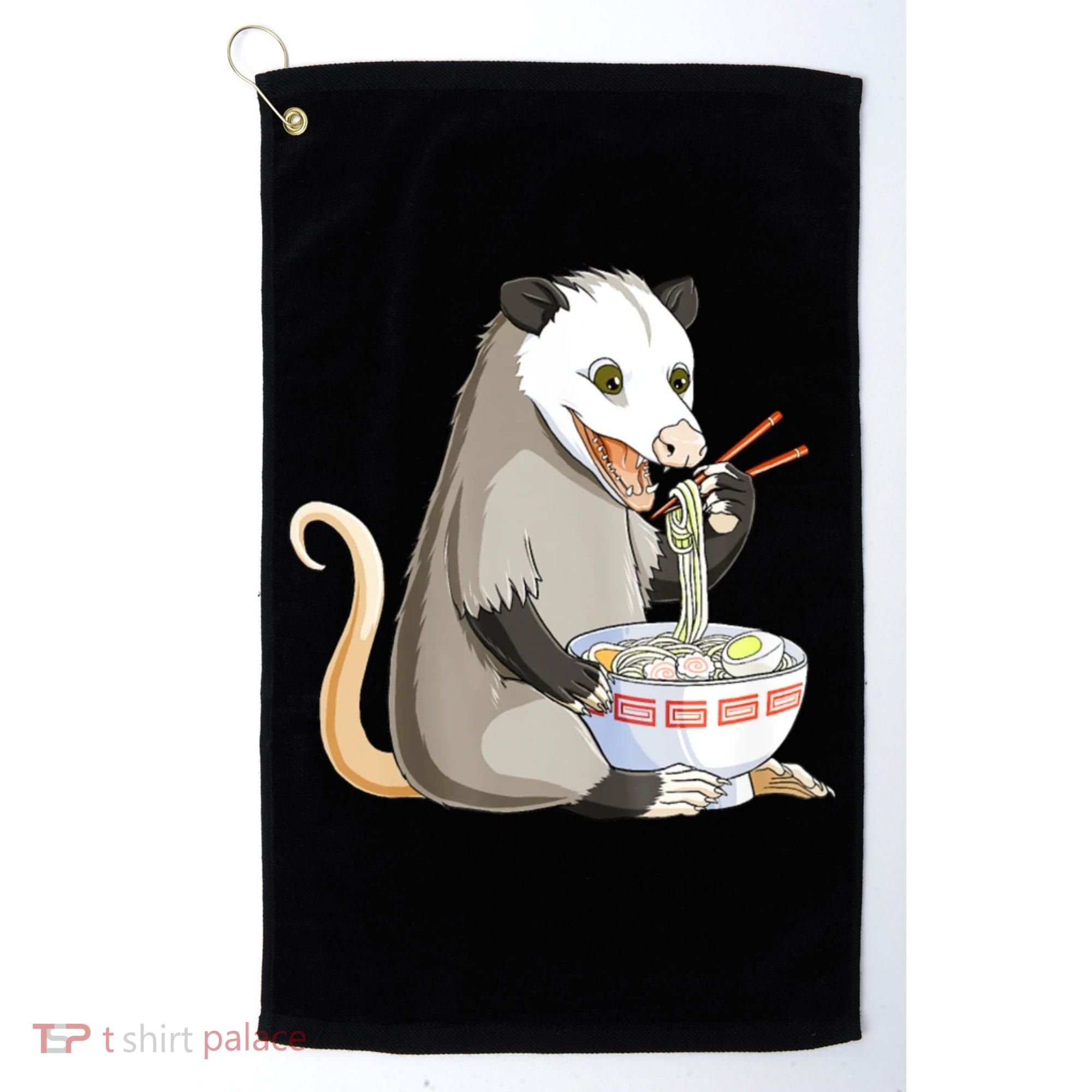 Funny Opossum Eating Ramen Golf Towel