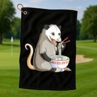 Funny Opossum Eating Ramen Golf Towel thumb 1