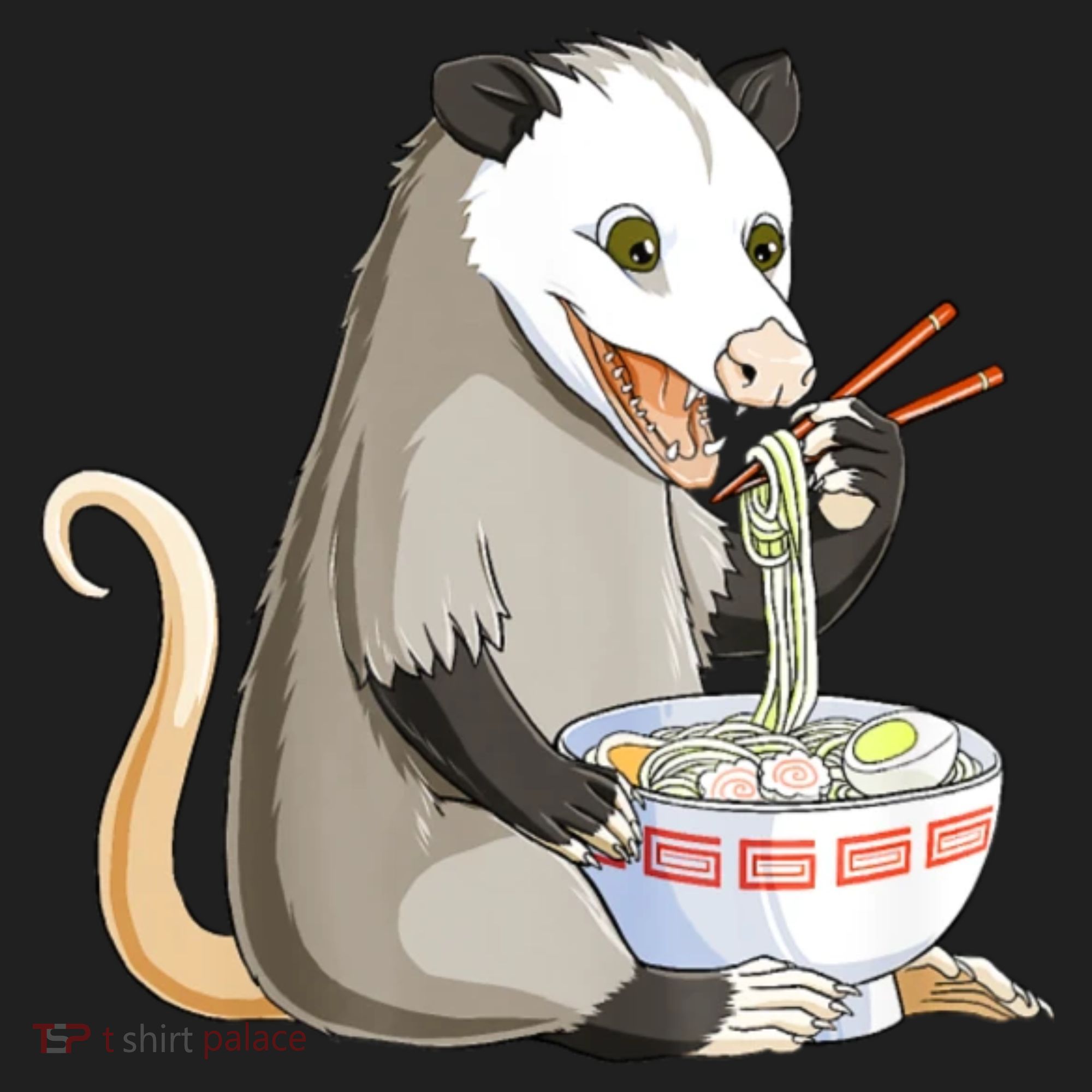 Funny Opossum Eating Ramen Golf Towel