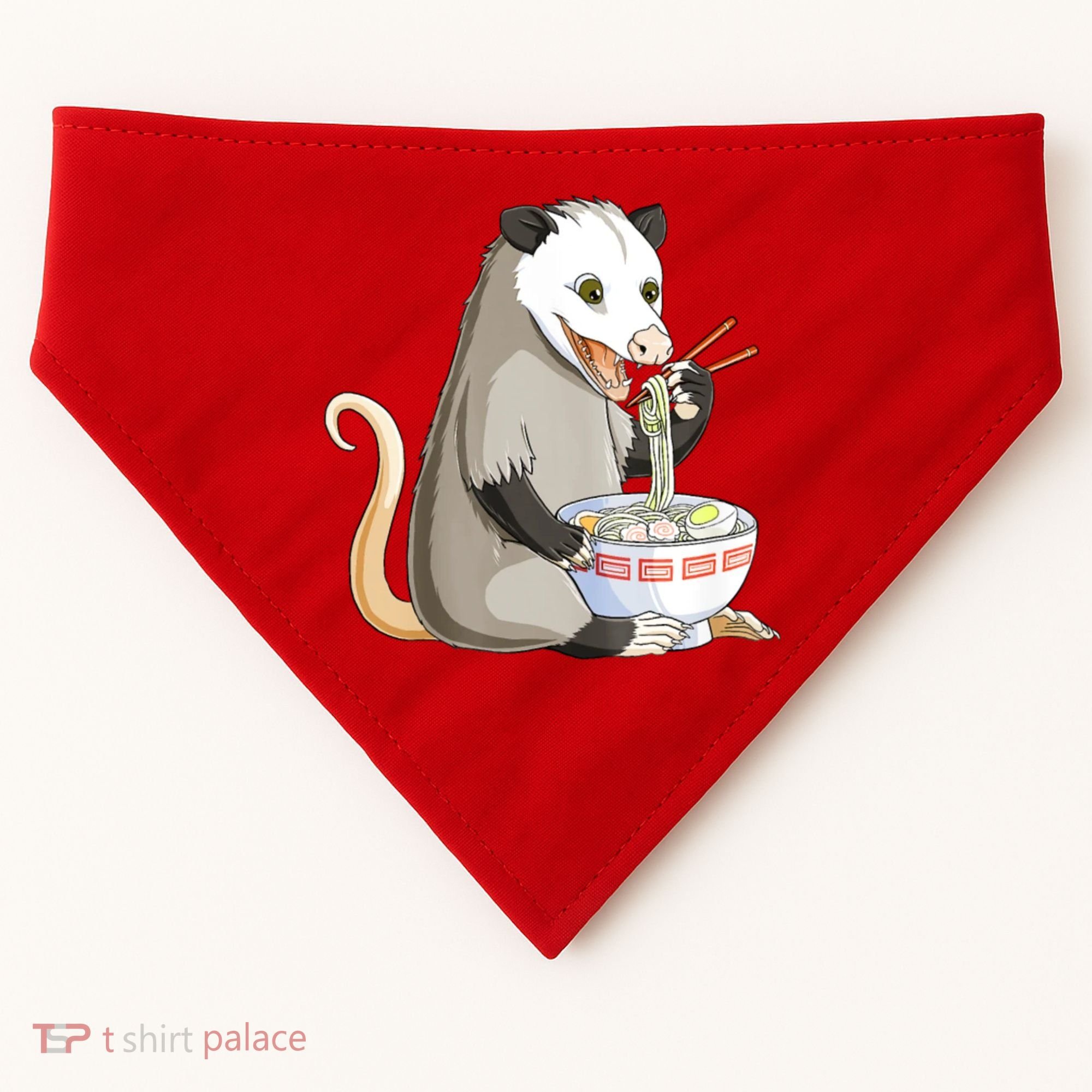 Funny Opossum Eating Ramen USA-Made Doggie Bandana